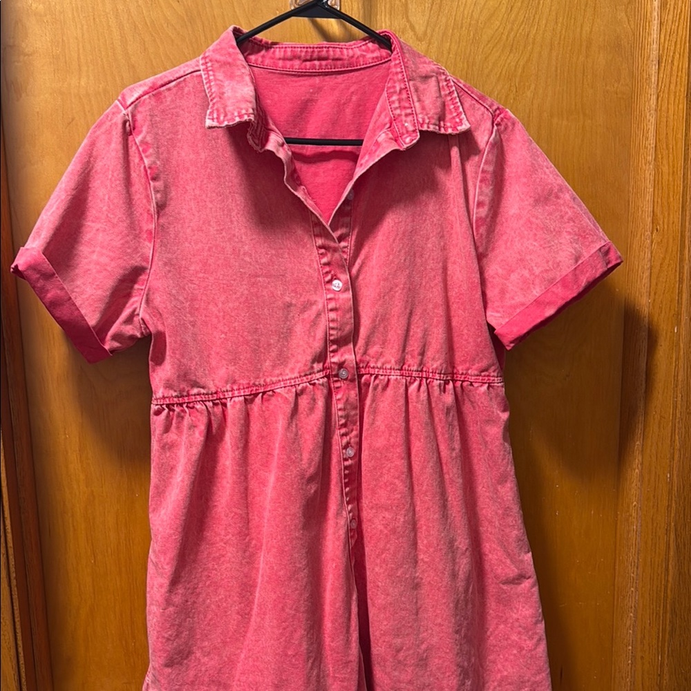 Amazon Women's Pink Button-Up Dress
